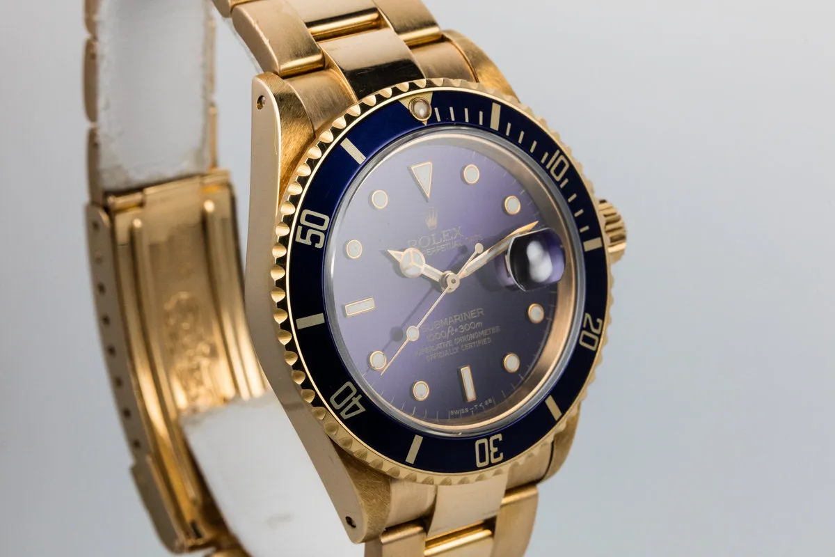 1987 Rolex 18K YG Submariner 16808 with Box and Papers