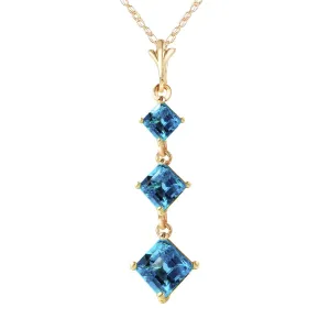 2.4 Carat 14K Solid Yellow Gold Well Versed Blue Topaz Necklace