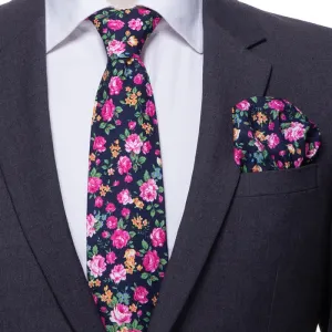 2Pcs Men's Daisy Rose Floral Necktie Set