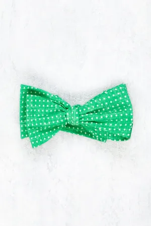 Anderson & Sheppard Green Spotted Silk Bow Tie