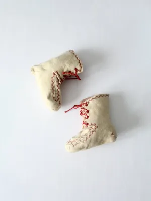 antique embroidered felt baby shoes