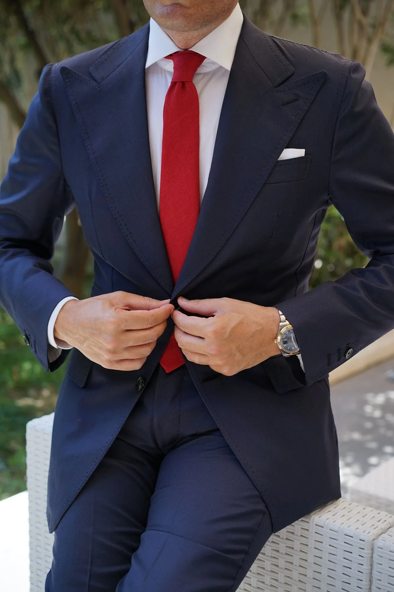 Apple Maroon Linen Skinny Tie