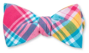 Aqua/Pink Madras Bow Tie - B5416