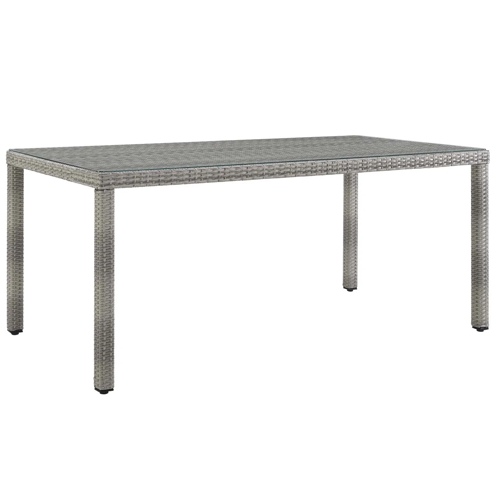 Aura 68" Outdoor Patio Wicker Rattan Dining Table Gray EEI-2921-GRY