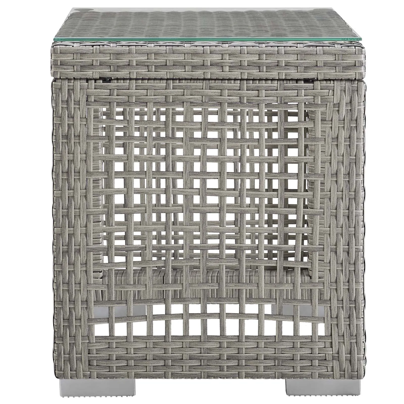 Aura Outdoor Patio Wicker Rattan Side Table Gray EEI-2922-GRY