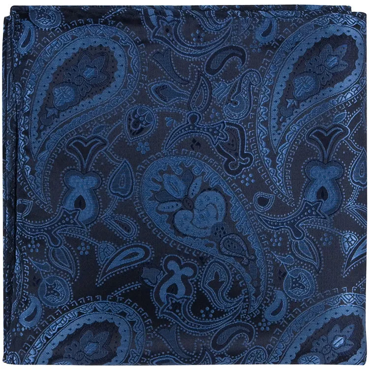 B23 - Navy Blue Paisley - Varied Widths