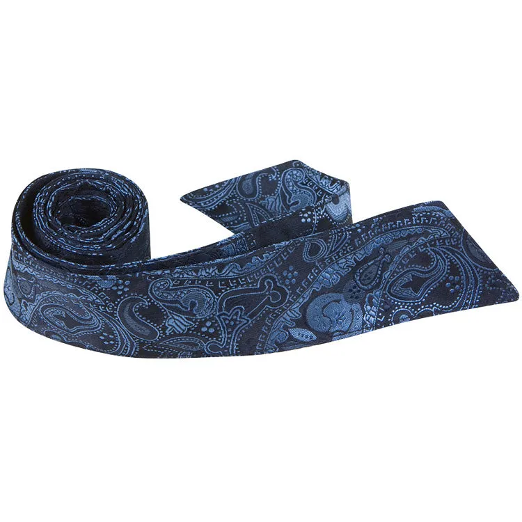 B23 - Navy Blue Paisley - Varied Widths