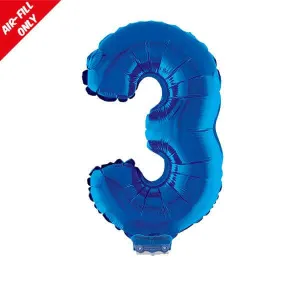 Balloon on Stick - 16" Blue Number 3