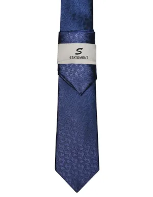 BLUE GEO 2 PC TIE & HANKIE SET