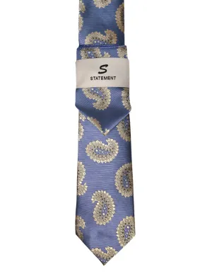 Blue Paisley PC TIE & HANKIE SET