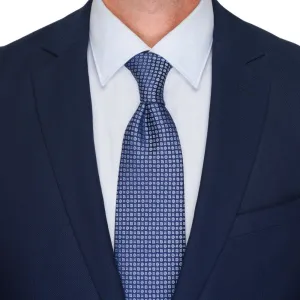 Blue Sophisticated Motif Woven Silk Tie