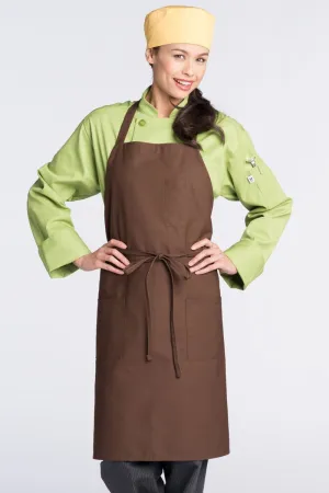 Brown Bib Apron (3 Patch Pockets)