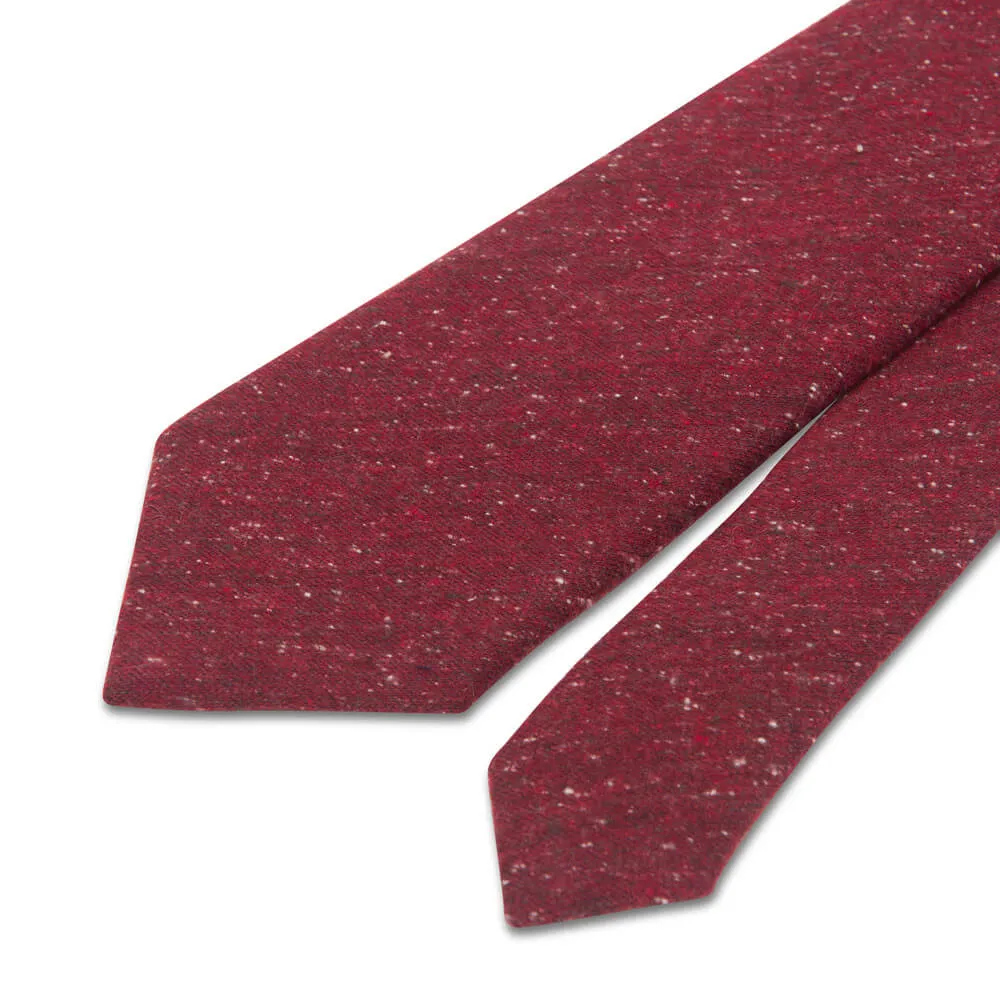 Burgundy Heritage Weave Cotton Silk Wool Tie