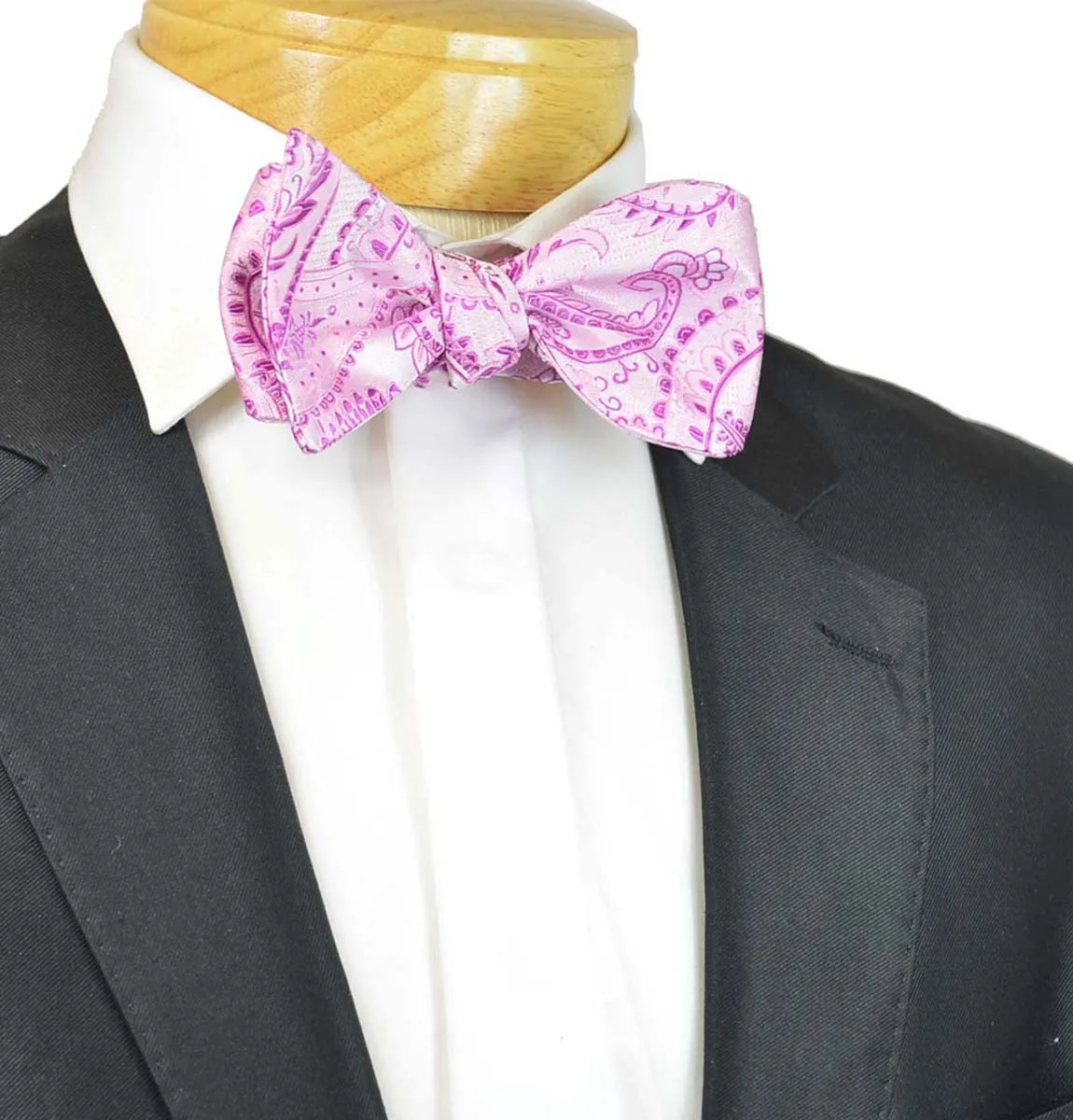 Classic Pink Paisley Silk Bow Tie