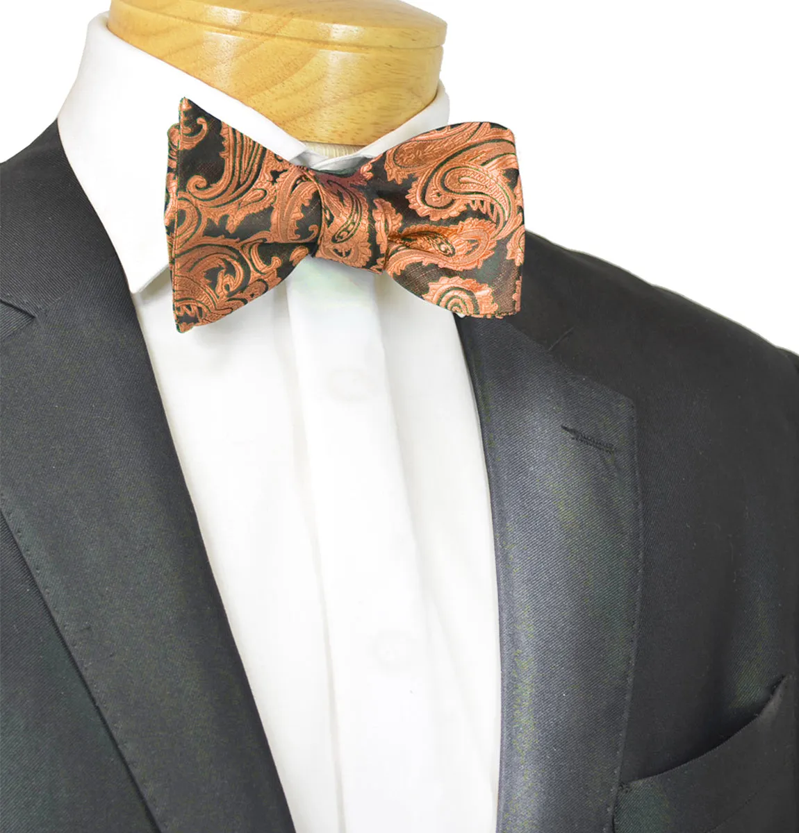 Copper and Black Paisley Bow Tie