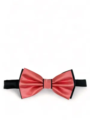 Coral and Black Bow Tie with 2 Pocket Squares