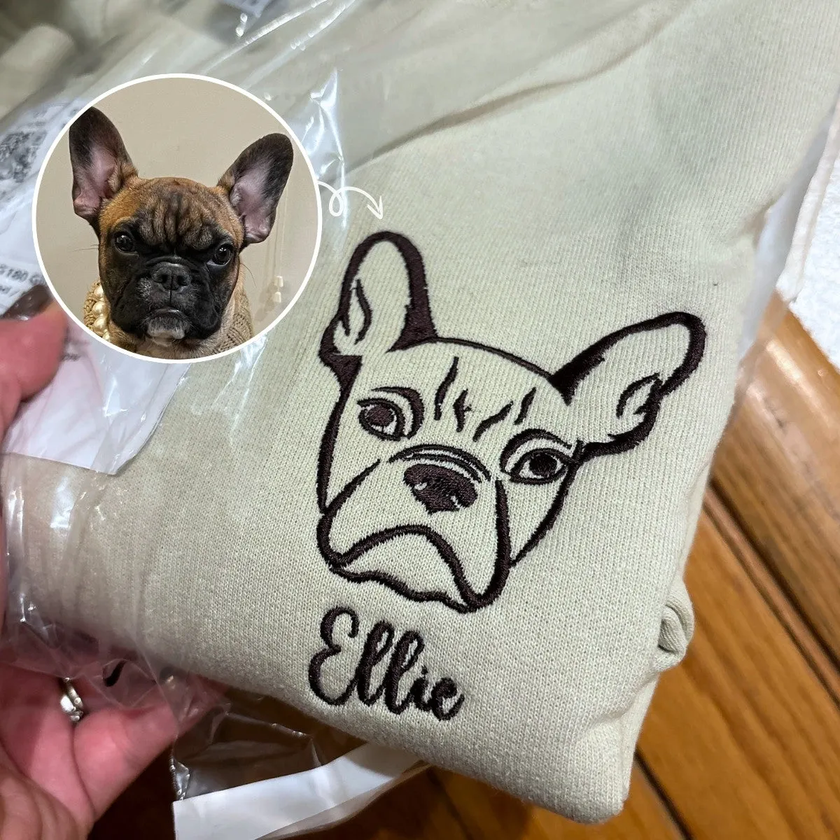 Custom Embroidered Pet Sweatshirt, Hoodie with Photo Portrait - Personalized Pet Gifts