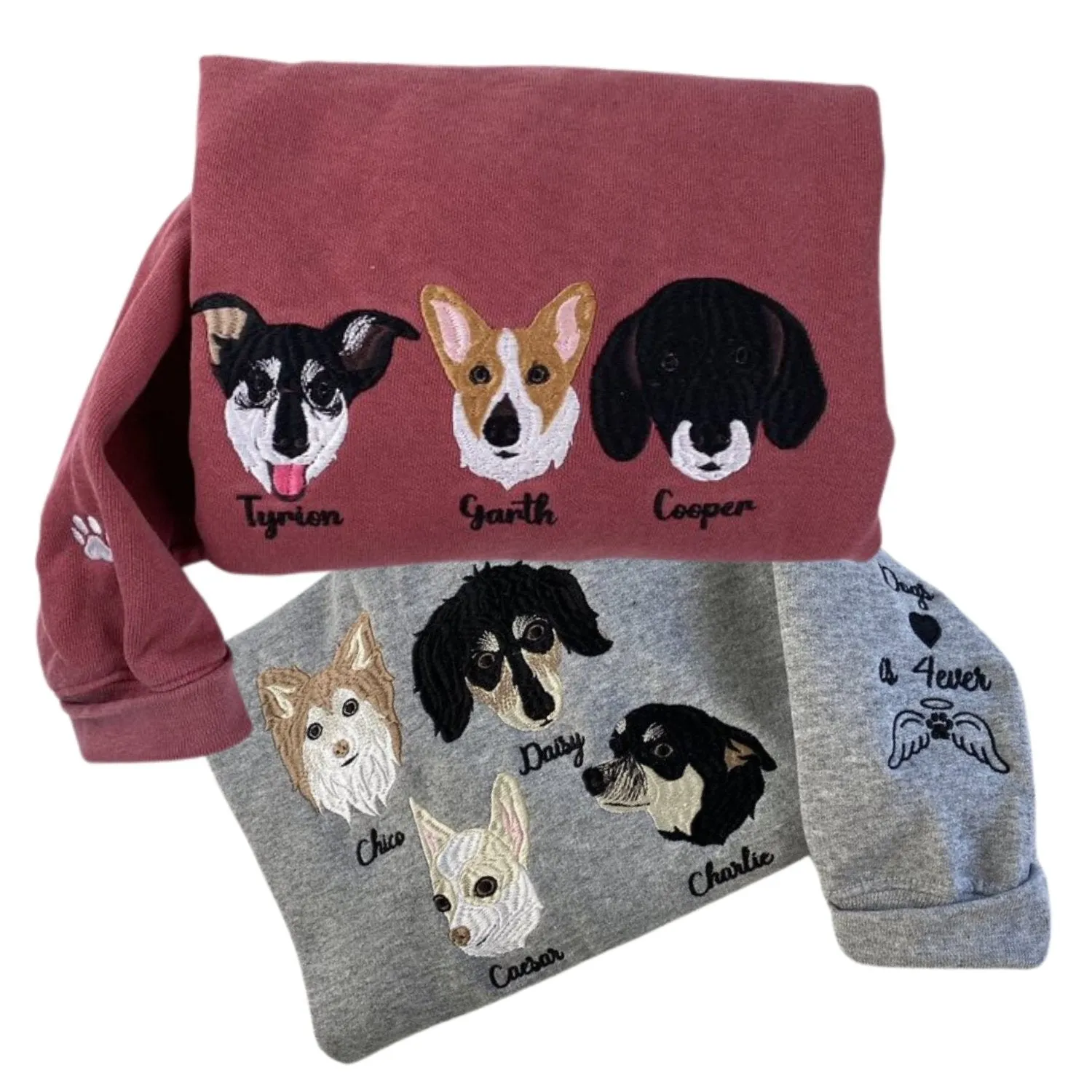 Custom Embroidered Pet Sweatshirt, Hoodie with Photo Portrait - Personalized Pet Gifts