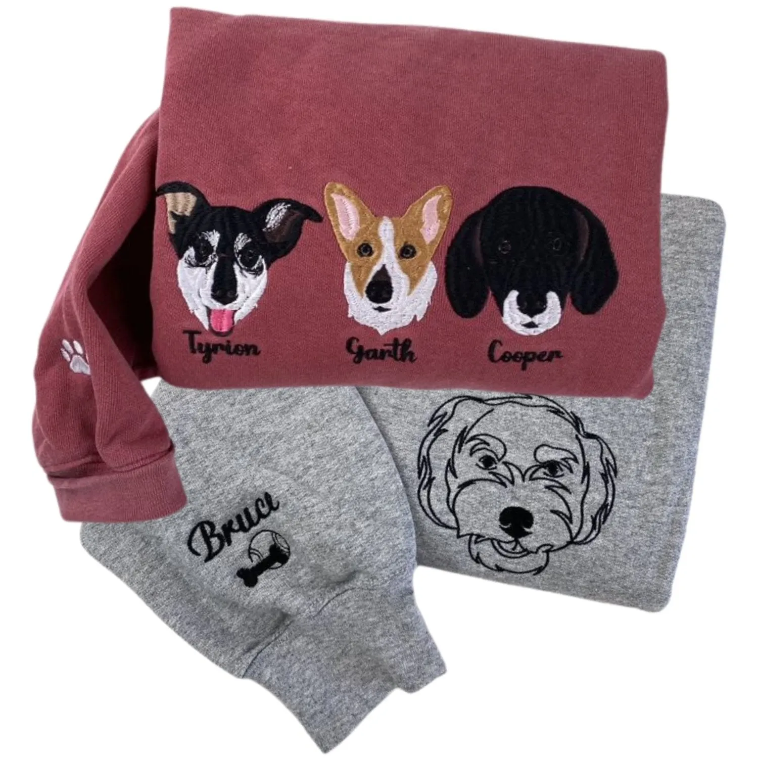 Custom Embroidered Pet Sweatshirt, Hoodie with Photo Portrait - Personalized Pet Gifts