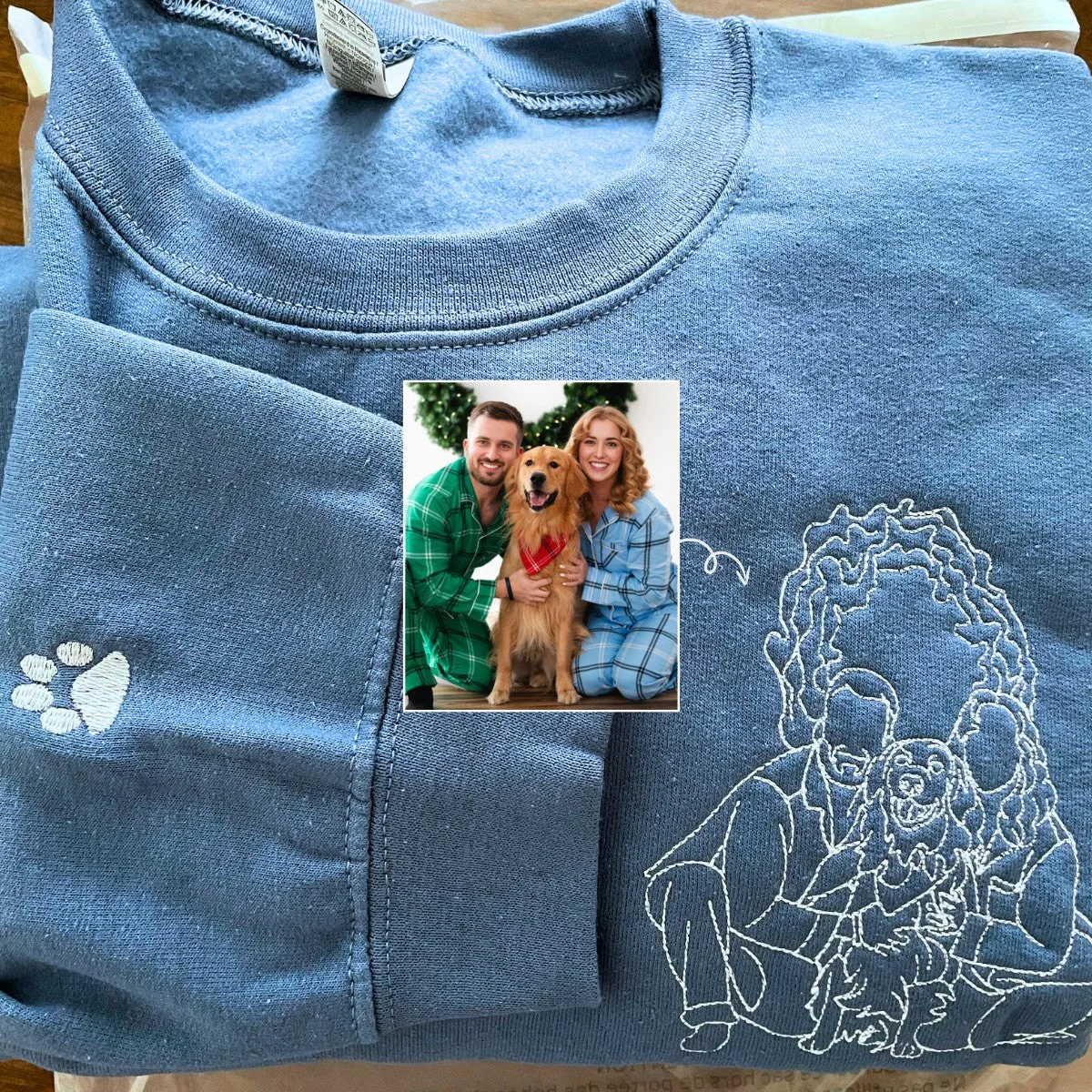 Custom Embroidered Pet Sweatshirt, Hoodie with Photo Portrait - Personalized Pet Gifts