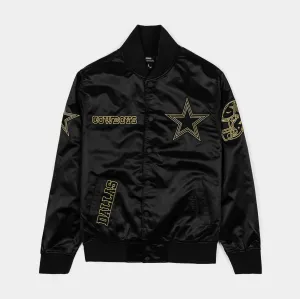 Dallas Cowboys Satin Varsity Mens Jacket (Black/Gold)