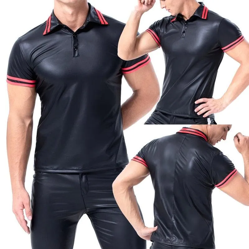 Dual Tone Mens Leather Polo Shirt