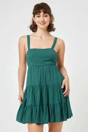 Forest Green Tie Back Woven Dress