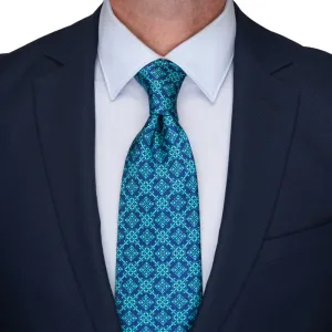 Green and Blue Royal Seal Duchesse Silk Tie