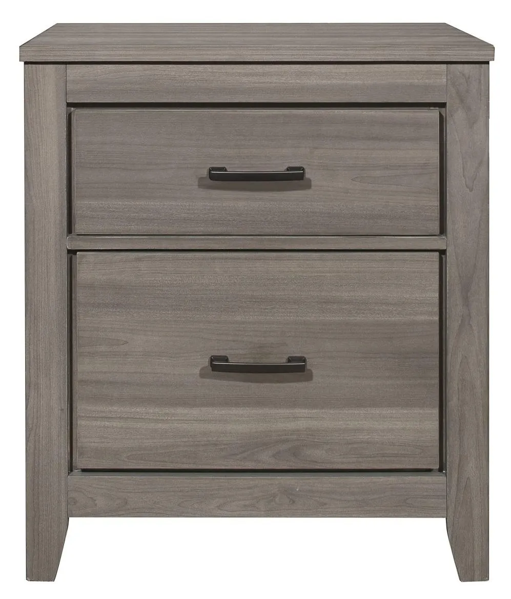 Homelegance Waldorf 2 Drawer Nightstand in Dark Gray 1902-4