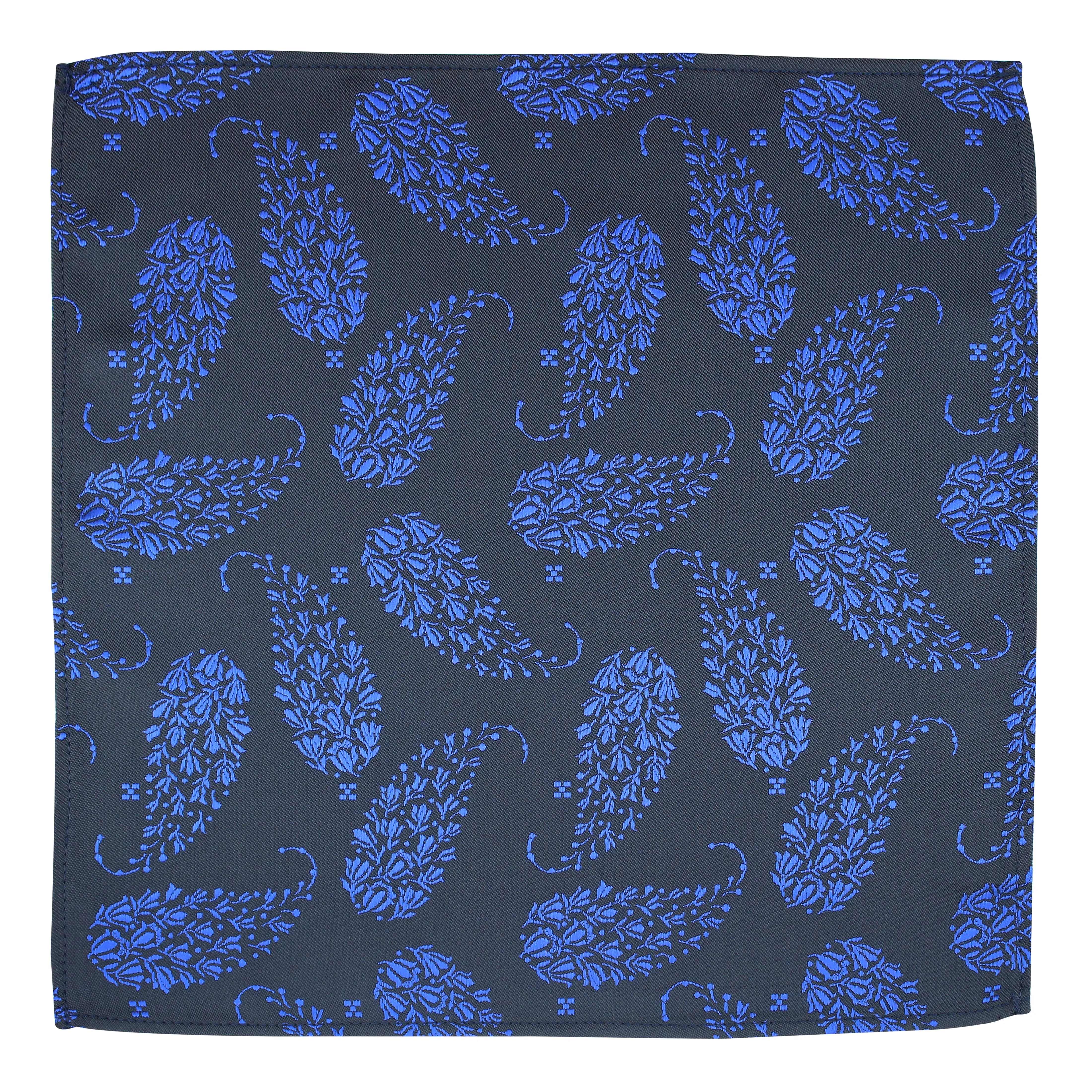 Kovove Navy Blue Floral Pocket Square For Men