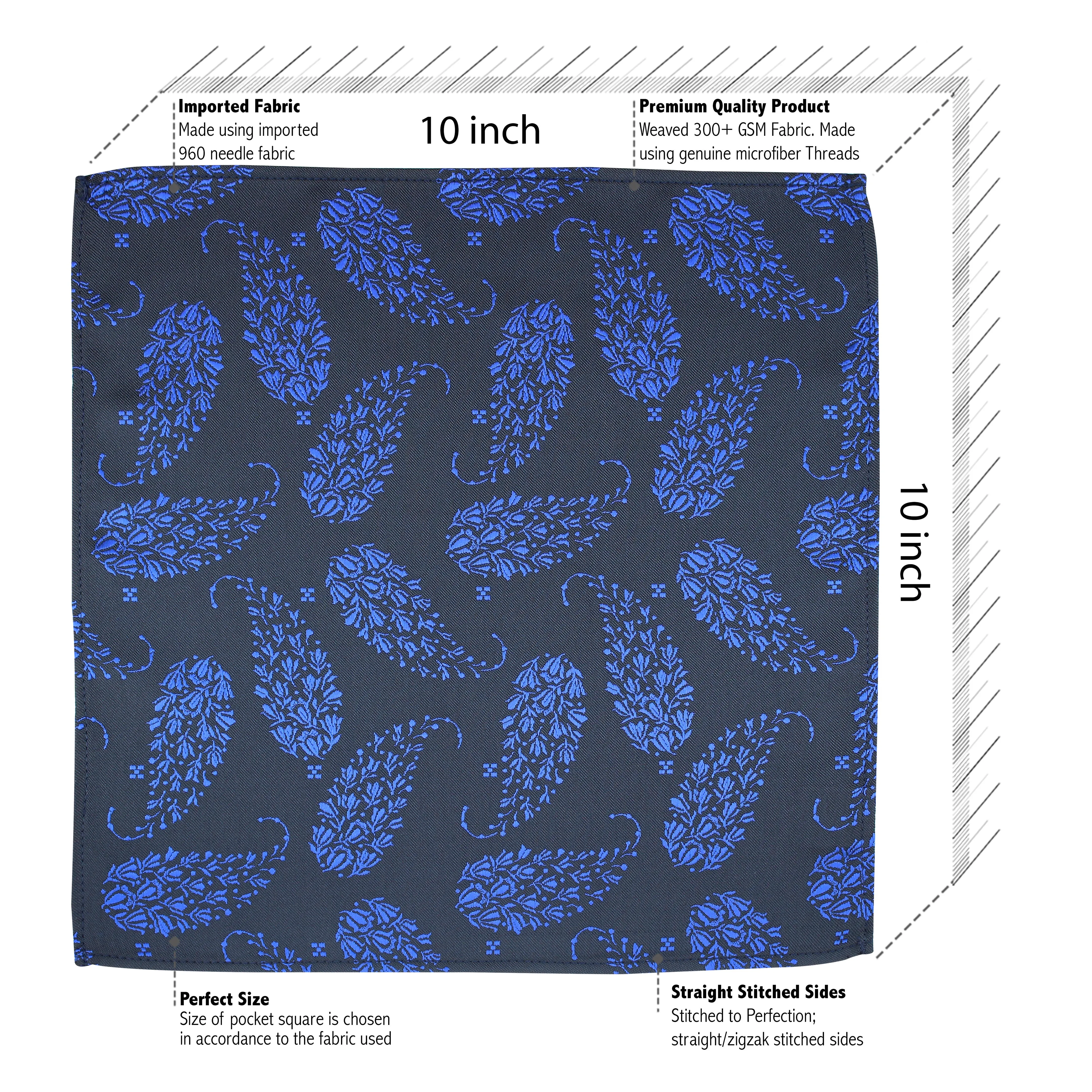 Kovove Navy Blue Floral Pocket Square For Men