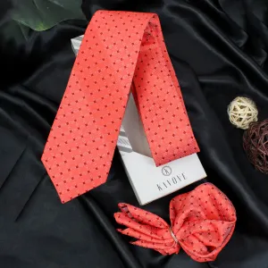 Kovove Pleasing Pink Checkered Necktie and Pocket Square Gift Box