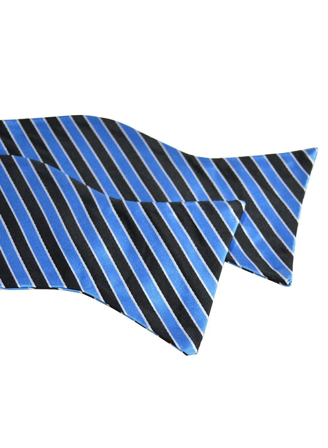 Light Blue and Black Striped Silk Bow Tie