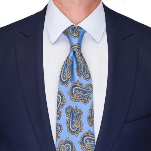 Light Blue Paisley Twill Silk Tie