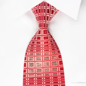 Louis Quatorze Silk Tie Geometric On Red Crystallized With Swarovski Rhinestones