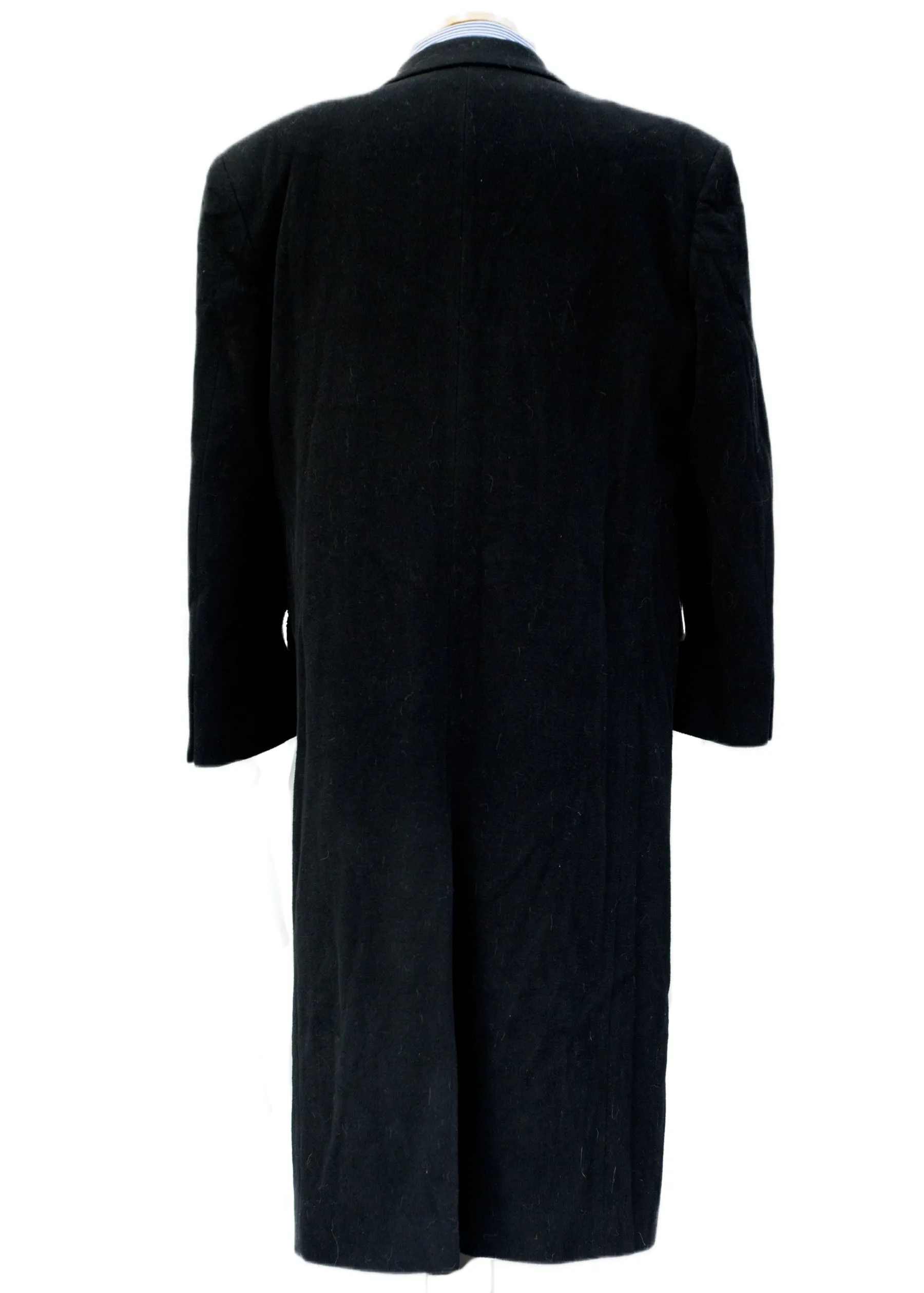 Men's 1980s Black Cashmere Overcoat •Horne