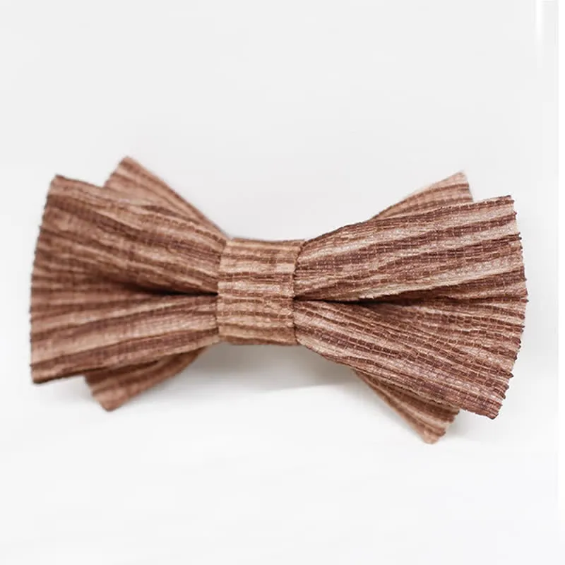 Men's Distinctive Coffee Brown Striped Bow Tie