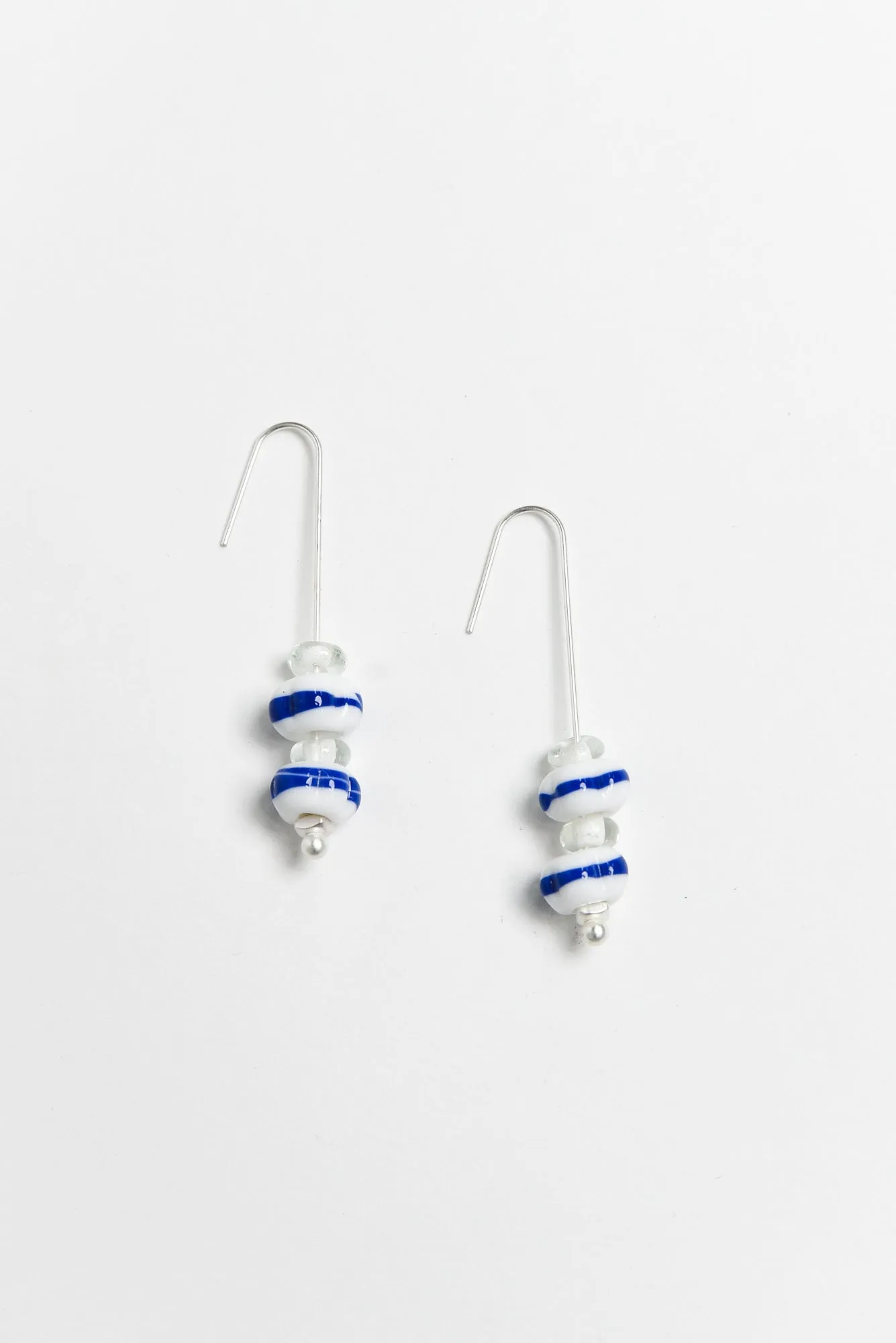 Mira Blue Glass Beaded Hook Earrings