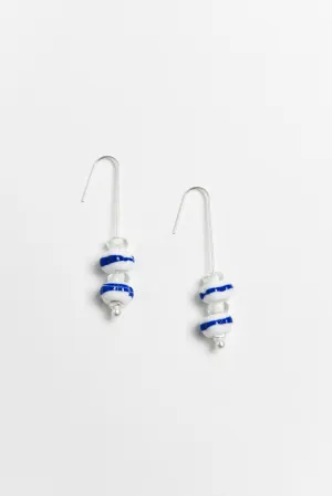 Mira Blue Glass Beaded Hook Earrings