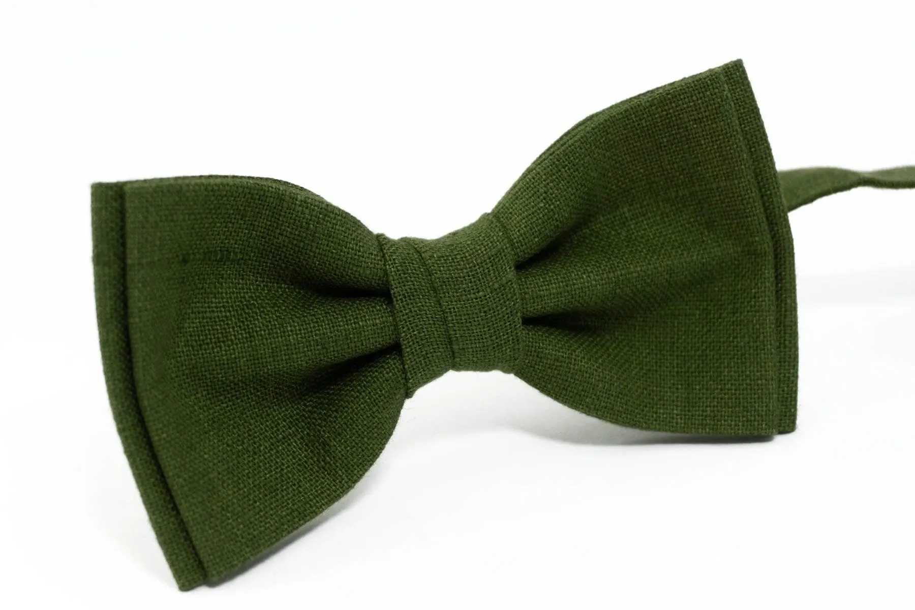 Olive Green Linen bow tie - Wedding Bow Tie | MenLau