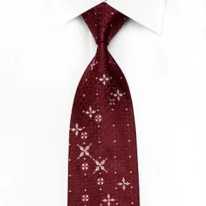 Paco Rabanne Men's Crystal Necktie Stars On Burgundy With Silver Sparkles