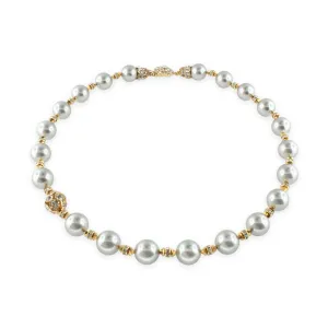 Pearl Necklace with Rhinestone Accents