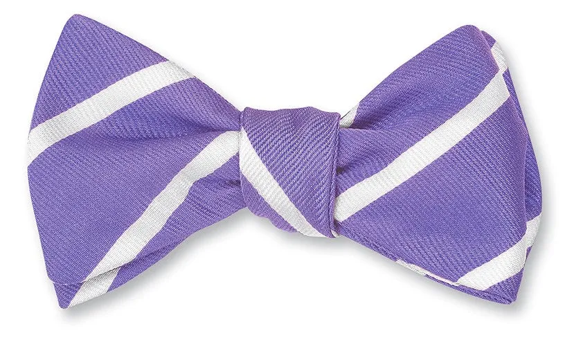 Periwinkle Bow Tie with White Buckingham Stripes - B2792