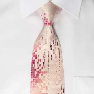 Pierre Cardin Rhinestone Necktie Pink Geometric With Silver Sparkles