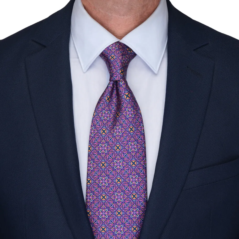 Purple Duomo of Milan Duchesse Silk Tie