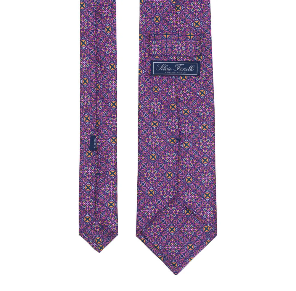 Purple Duomo of Milan Duchesse Silk Tie