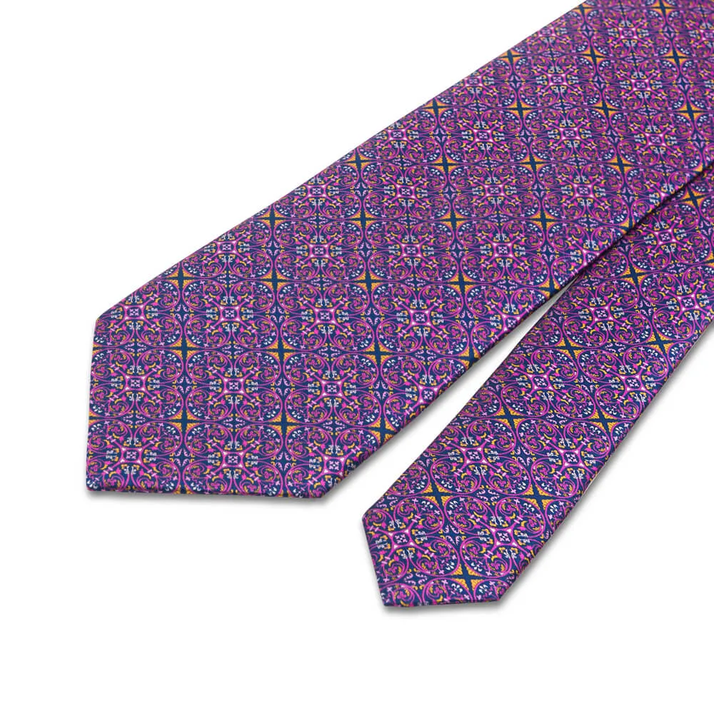 Purple Duomo of Milan Duchesse Silk Tie