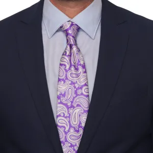 Purple Paisley Motif Silk Tie