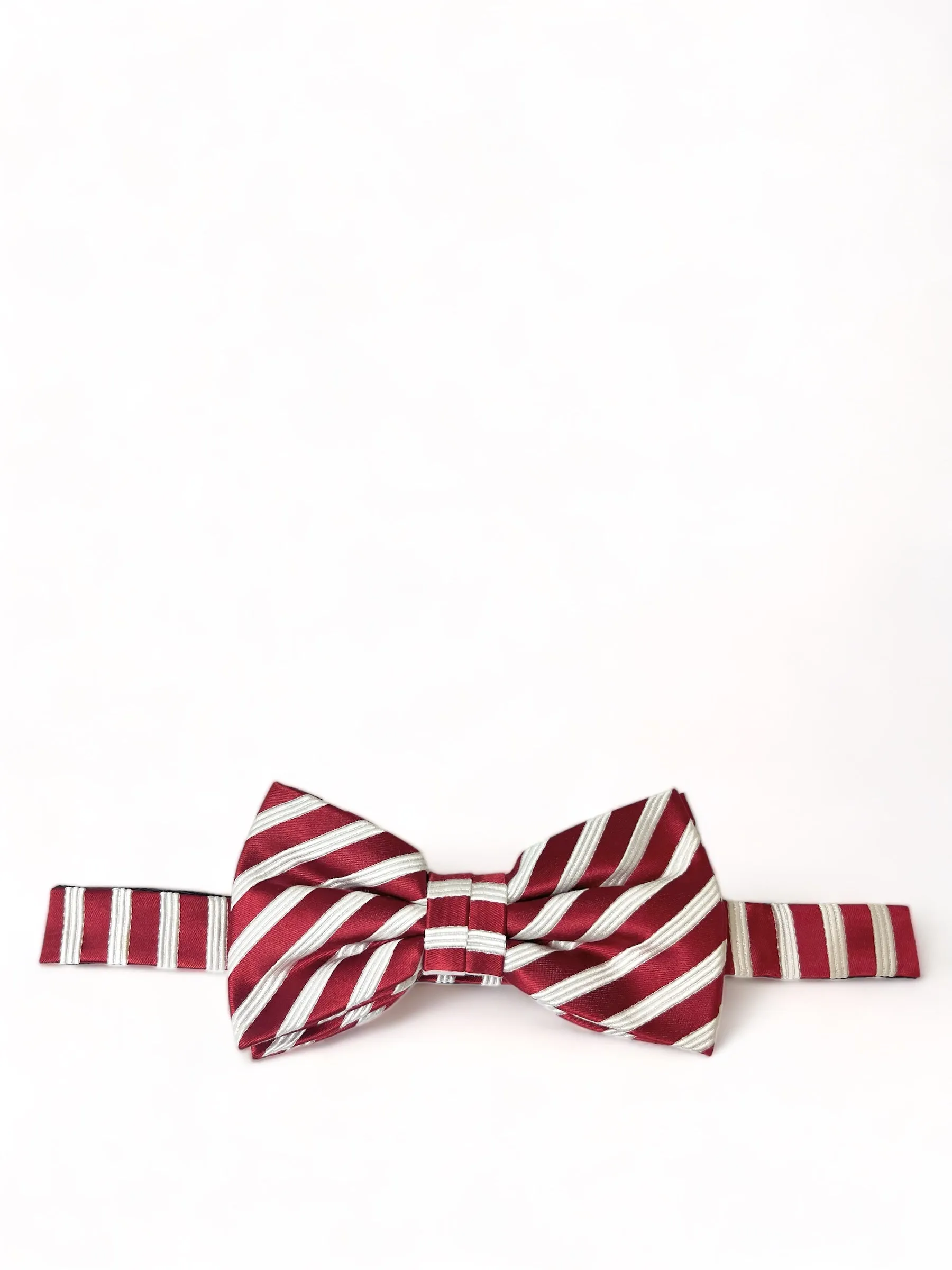 Red and White Striped Silk Bow Tie