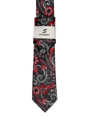 RED PAISLEY 2 PC TIE & HANKIE SET